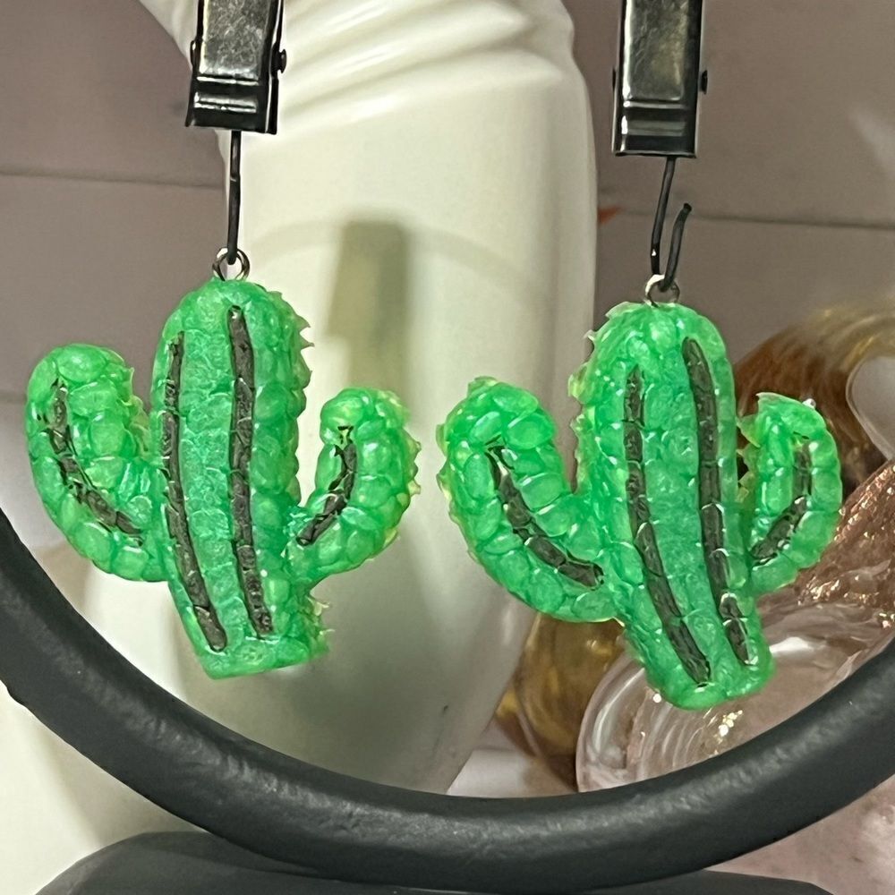 Set of 2 Small Green Cactus Car Freshies